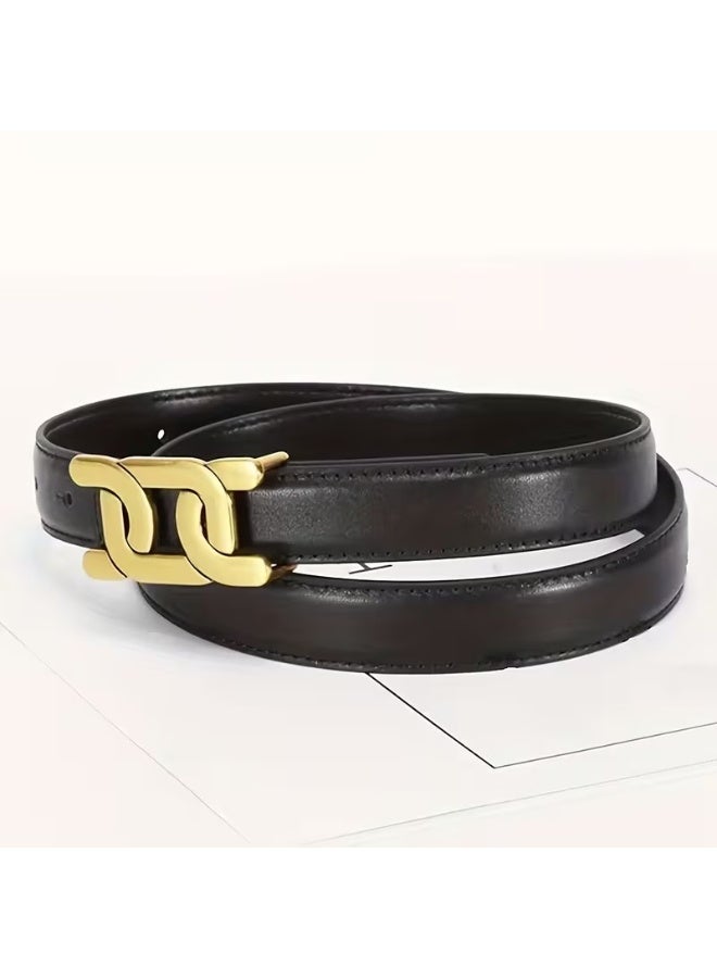 Goolsky Women's Vintage Retro Belt with Golden-Tone Alloy Buckle - Embossed Casual Jeans Belt for Daily Wear, Parties & Outings - Black & Brown, Buckles for Belts, Evening Accessory, Sophisticated Style, Textured Finish - Image 3